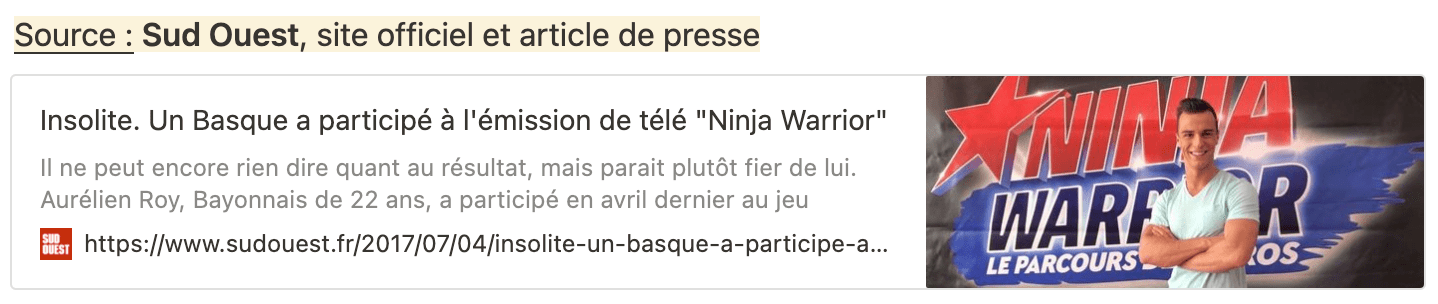 Sud Ouest, TF1, aurélien roy, ninja warrior